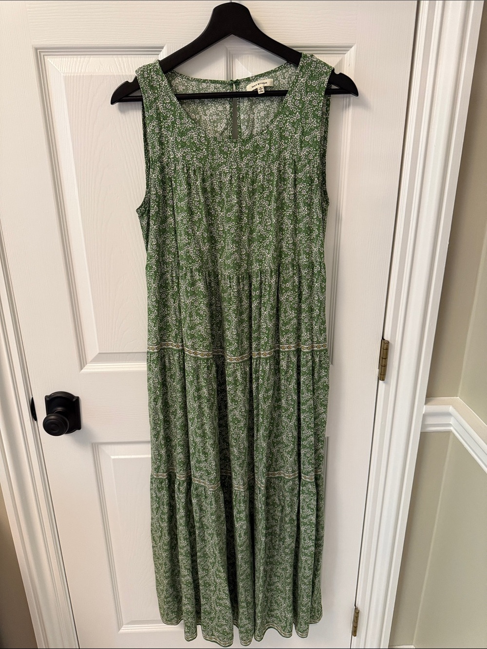 Max Studio Green Floral Tiered Maxi Dress